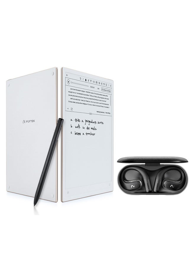 iFLYTEK AINOTE 2 Digital Writing Tablet, E-ink Display, Electronic Notepad with Stylus Pen With Viaim OpenNote Wireless AI Conference Earbuds with Live Transcription | Black